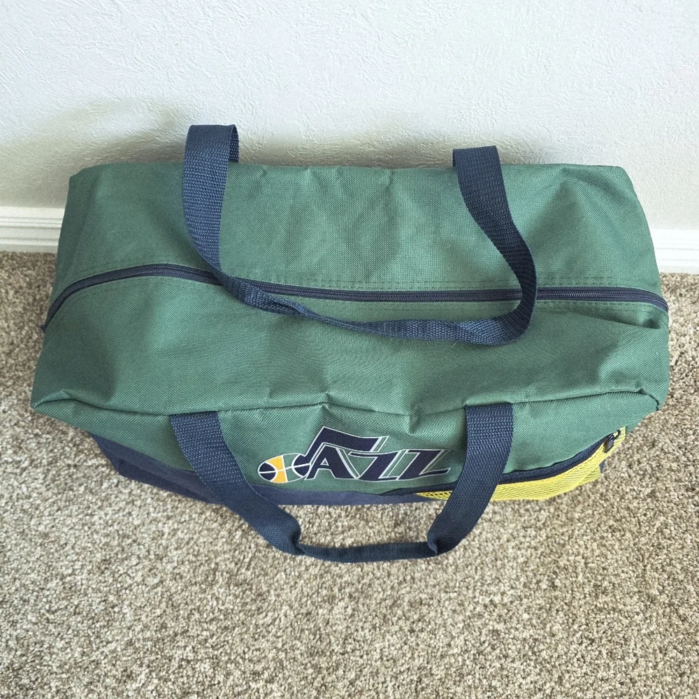 Utah Jazz Retro Promo Duffle Bag Basketball Gym Bag Navy Blue Green Yellow